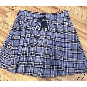 Hollister Women's XS Blue Plaid Pleated Mini Skirt